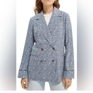 Scotch & Soda Printed Double-Breasted Blazer, Size Medium, Worn 2X